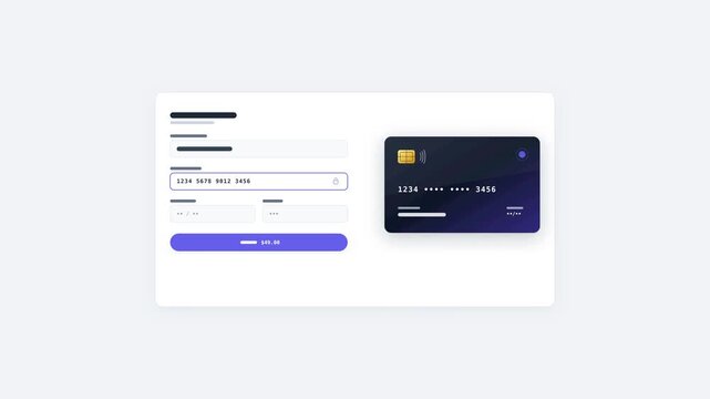 Wireframe credit card input form with generic card graphic