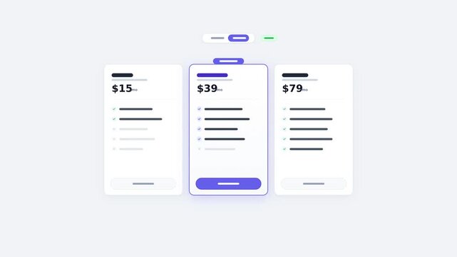 Wireframe pricing plan comparison table with recommended badge and