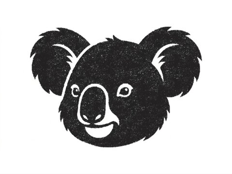 Koala Head Black Silhouette with Large Ears Vector Illustration