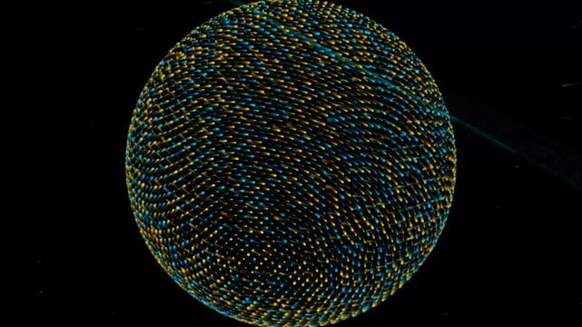Abstract 3d cube made of glowing digital light particles on a dark background 4K Motion Video