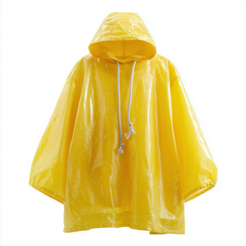 Yellow waterproof raincoat jacket isolated on white background