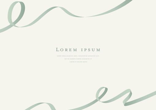 Elegant sage green ribbon frame template background with copy space for wedding invitation and card