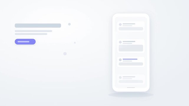 Skeleton loading feed animation in a smartphone screen mockup