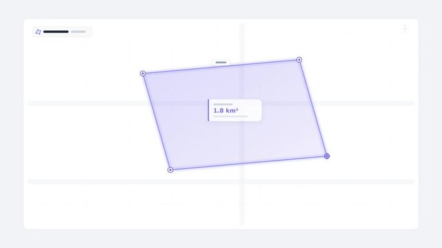 Wireframe map area selection polygon with vertex handles and