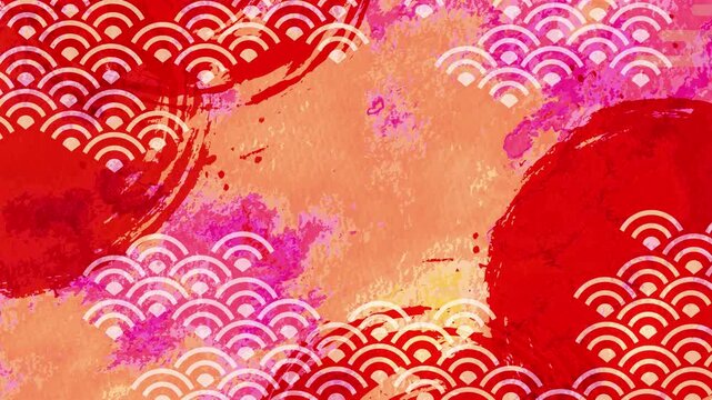 Japanese Traditional Patterned Red Texture 4K