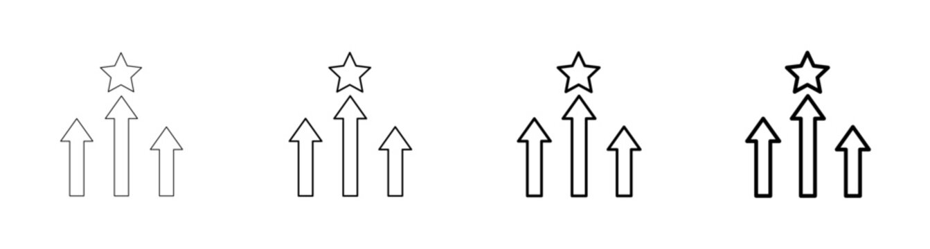 Competitive Advantage and Upward Arrows with Leadership Vector Icon Pack Line Art Outline Illustration