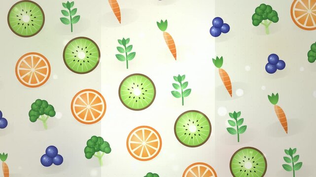 Healthy Food Pattern Animation with Fresh Fruits and Vegetables