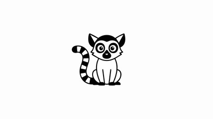 Naklejka premium Cute RingTailed Lemur Cartoon Character.