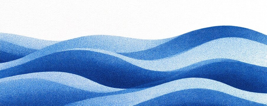 Abstract blues in layered wavy watercolor strokes, mimicking water flow
