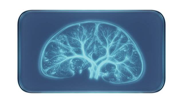 Glass Frame with X-Ray Human Spleen Medical Illustration