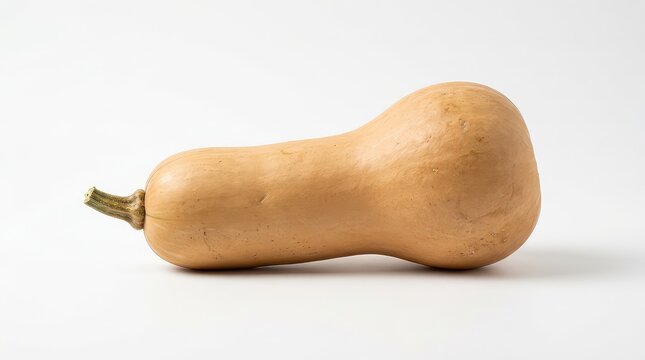 Single raw butternut squash isolated on white background