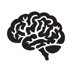 Fototapeta premium Human brain anatomy silhouette icon isolated on white background with silhouette intelligence psychology neuroscience healthcare brainstorm illustration isolated cognition thinking neurology