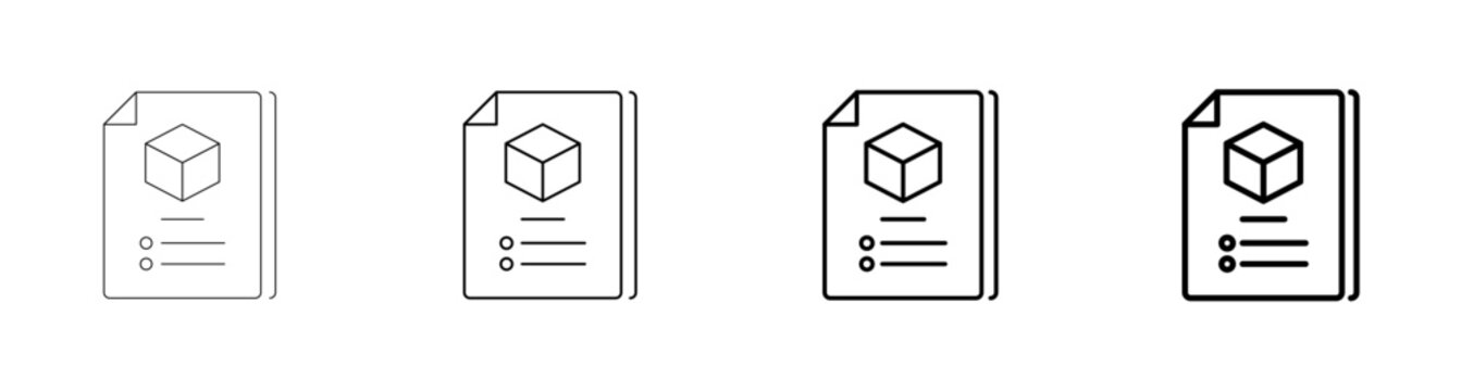 Product Specifications and Document Sheet Vector Icon Pack Line Art Outline Illustration
