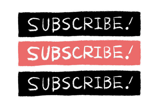 subscribe 登録　動画　ビデオ　編集　文字　テロップ　テキスト　バナー　ボタン　赤　黒　手書き　デザイン