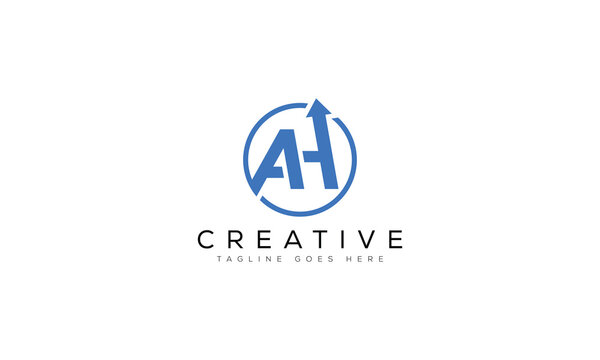 Blue ah letter logo with upward arrow in a circle