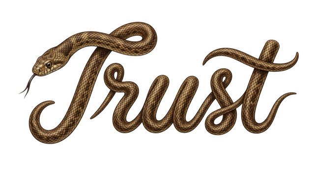 Elegant rustic trust word design in brown isolated on transparent background