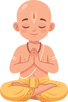 Meditating Hindu Monk in Dhoti for Bratabandha