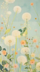 Fototapeta premium Dandelion craft collage art painting flower.