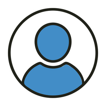 Blue user profile icon for account settings and personal dashboard