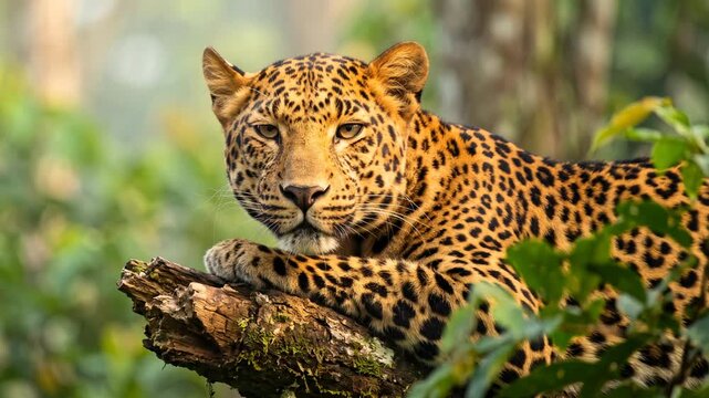 javan leopard close up at morning light in ujung kulon national park indonesia video