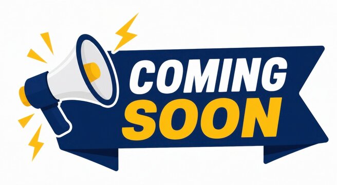 Coming soon announcement with megaphone vector
