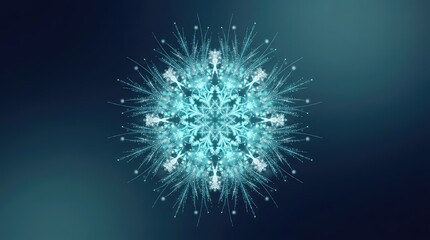Fototapeta premium Abstract glowing blue snowflake pattern on dark background