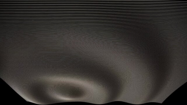 Abstract 3D wireframe wave mesh animation, grey technology background