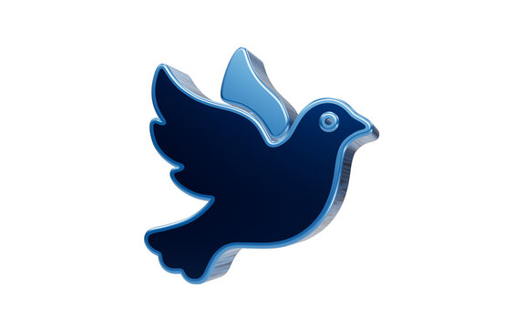 Blue Dove Emblem: A stylized blue dove, symbolizing peace and hope, is depicted in a 3D glossy finish, isolated on a clean background.