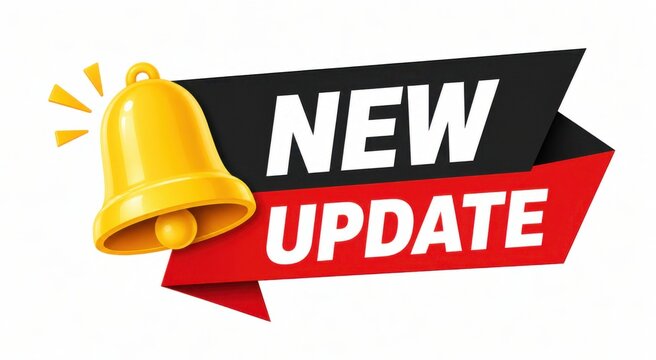 Bell icon with new update announcement banner