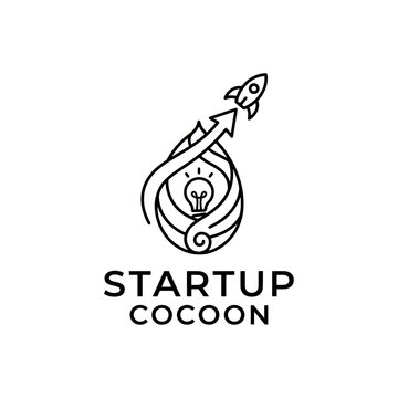 Creative startup cocoon logo symbolizing business growth and innovation potential.