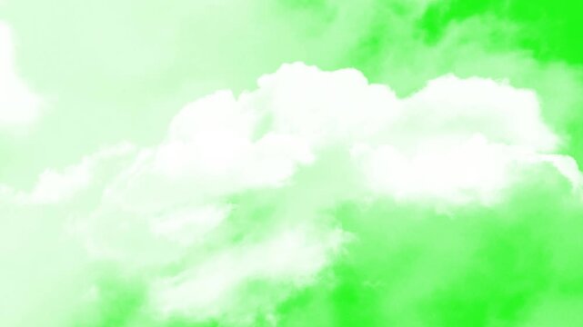 4k moving white clouds on green screen background. realistic cloud motion graphic effect. flying clouds stock video. realistic white cloudscape with zoom motion and transition effect.