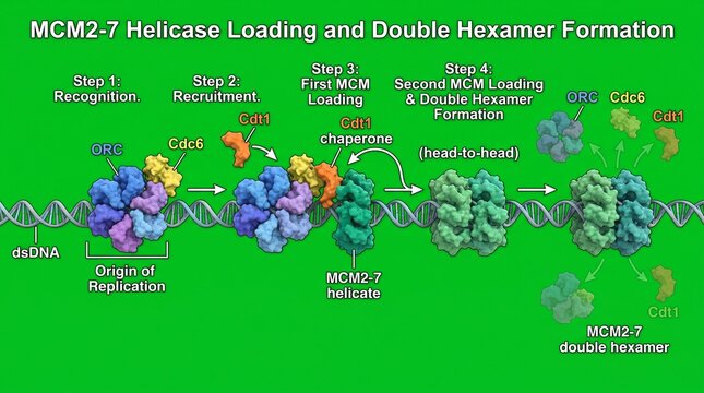 MCM2-7 Helicase Loading and Double Hexamer Formation Process on DNA Strand