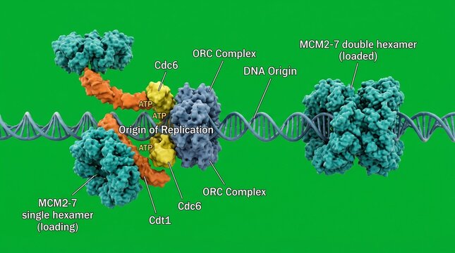 MCM2-7 Helicase Loading at DNA Origins of Replication Molecular Biology Diagram