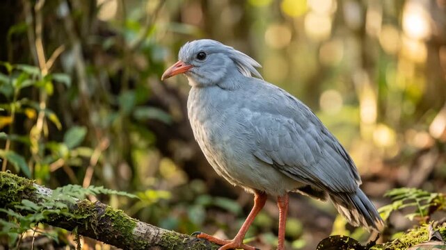 kagu close up at morning light in new caledonia rainforest video