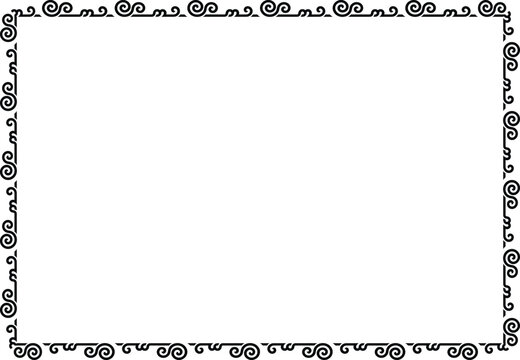 Black and White Elegant Swirl Ornamental Border, Decorative rectangular page frame Vintage Corner with Curved Scroll Design for Certificates and Invitations




