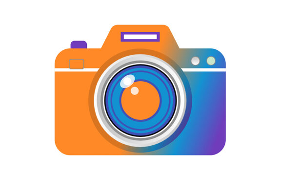 Modern gradient orange camera vector illustration isolated on transparent background