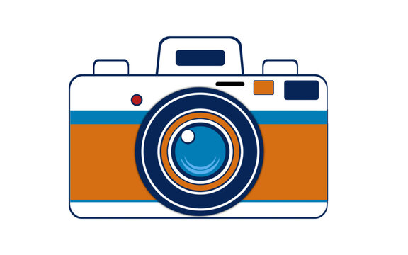 Colorful retro photo camera vector illustration isolated on transparent background