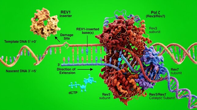 DNA Polymerase enzyme complex during transcription process molecular biology diagram
