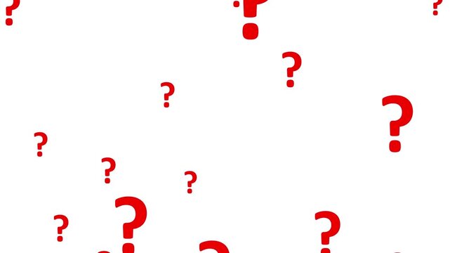 Red particle question symbol. explosive particles forming a glowing help mark with abstract motion. FAQ and support concept overlay. seamless 4k loop.