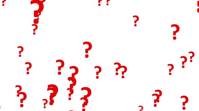 Red question mark particle explosion. glowing symbol forming from scattered particles with dynamic motion effect. help and FAQ concept. seamless 4k animation.