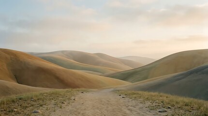Obraz premium Serene desert landscape with rolling hills.