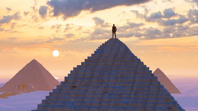 Successful people at the top of the pyramid