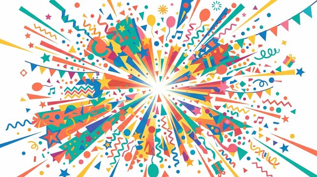 Explosi&oacute;n festiva de confeti colorido y serpentinas para la celebraci&oacute;n del Mes de la Herencia Hispana, fondo din&aacute;mico de fiesta y alegr&iacute;a latina.