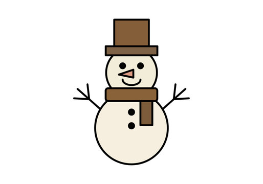 Mu&ntilde;eco de nieve con sombrero y bufanda marr&oacute;n
