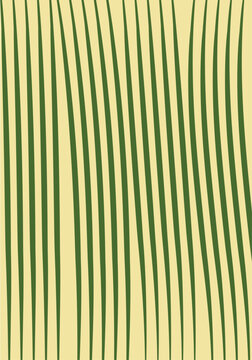 Patr&oacute;n de l&iacute;neas finas curvas verticales de color verde sobre fondo beige