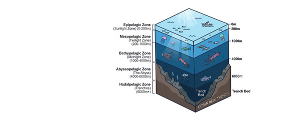 Ocean Depths Zones Diagram © kisut