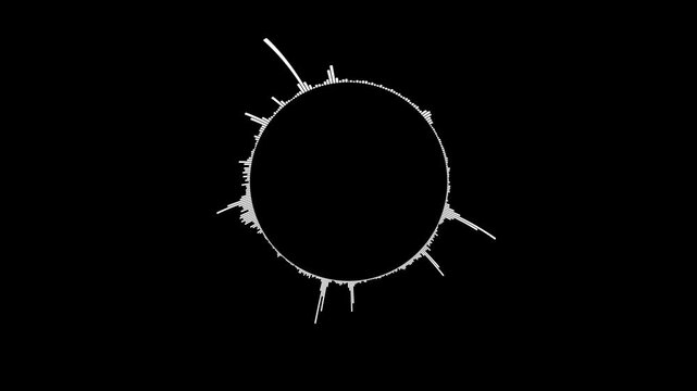 circular music waveform. animated audio spectrum with glowing pulse, sound frequency and dynamic beat movement. digital voice visualizer. seamless 4k loop