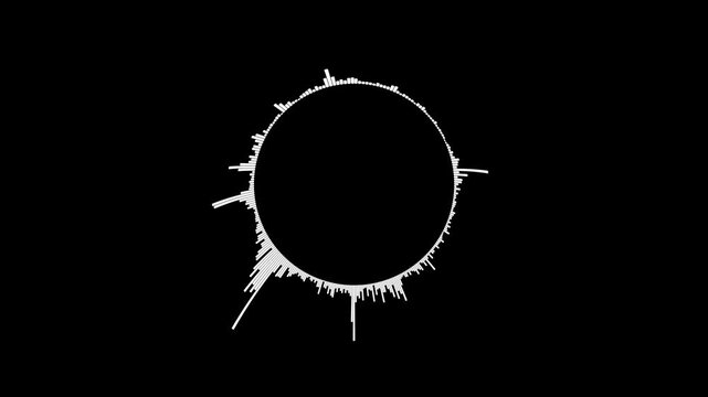 circular music waveform. animated audio spectrum with glowing pulse, sound frequency and dynamic beat movement. digital voice visualizer. seamless 4k loop