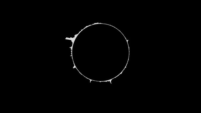 circular music waveform. animated audio spectrum with glowing pulse, sound frequency and dynamic beat movement. digital voice visualizer. seamless 4k loop