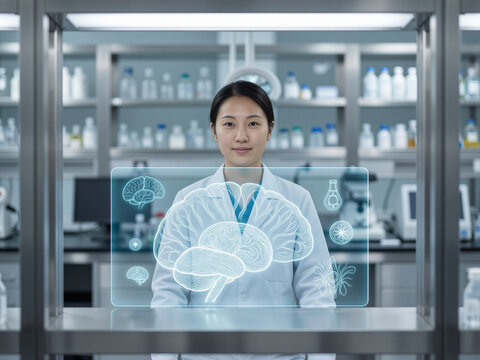 Medical Professional Monitoring Artificial Intelligence Brain Scan Analysis